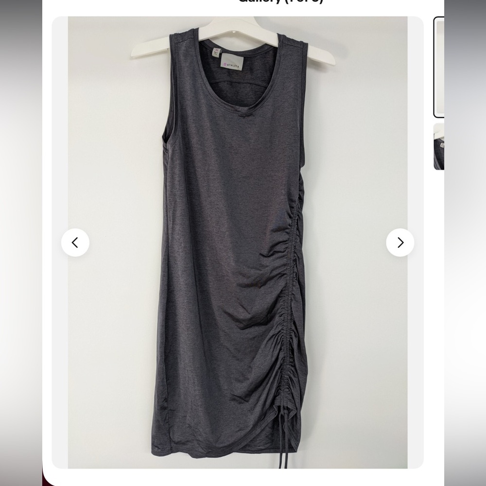 Athleta Charcoal side Ruched Dress S Y2K